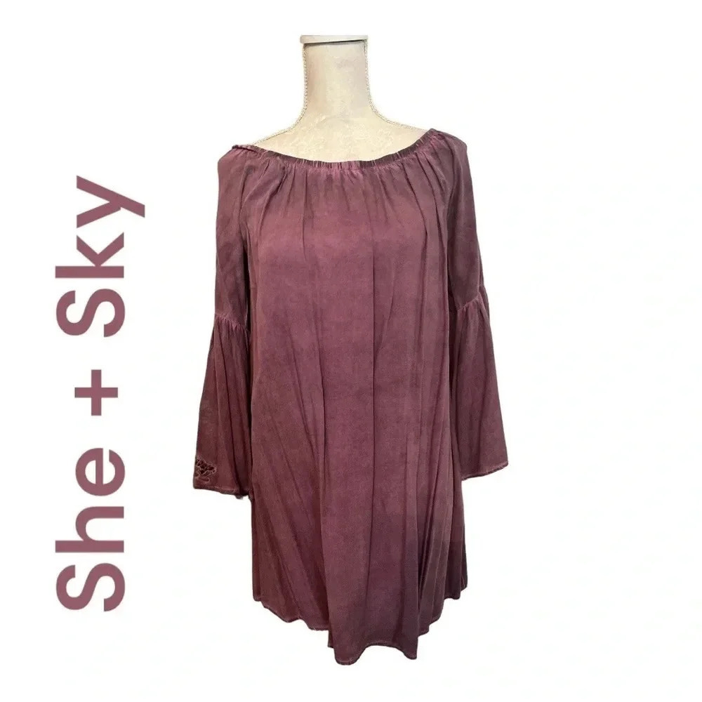She‎ + Sky Off Shoulder Plum dress size small